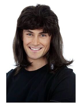 Allaura Men's Long Classic Black Mullet Wig - Halloween Costume Metal 80s Rocker